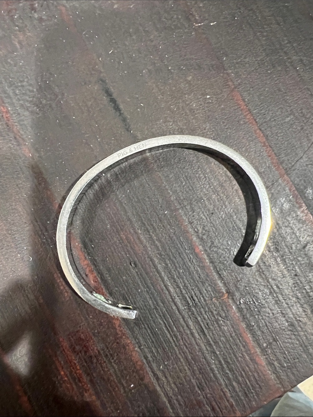 Men's Open Cuff Bracelet in Brushed Silver with Black Interior